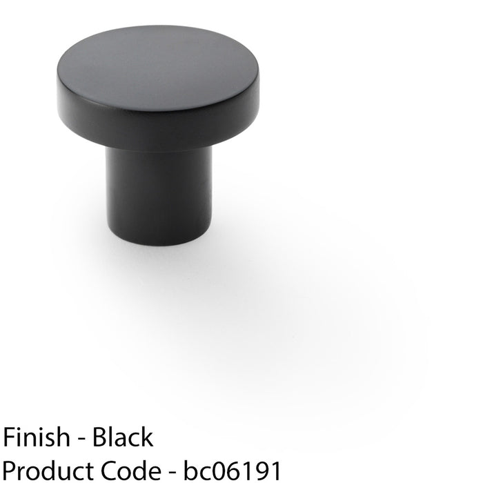 Slim Round Door Knob - Matt Black 30mm Modern Cupboard Cabinet Pull Handle 1