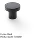 Slim Round Door Knob - Matt Black 30mm Modern Cupboard Cabinet Pull Handle 1