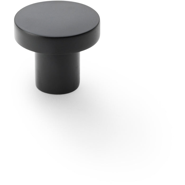 Slim Round Door Knob - Matt Black 30mm Modern Cupboard Cabinet Pull Handle