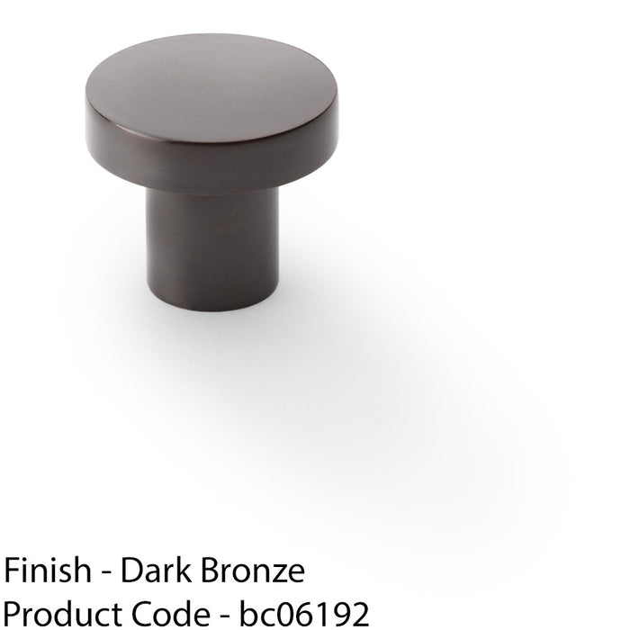 Slim Round Door Knob - Dark Bronze 30mm Modern Cupboard Cabinet Pull Handle 1