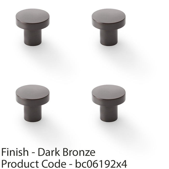 4 PACK Slim Round Door Knob Dark Bronze 30mm Modern Cupboard Cabinet Pull Handle 1