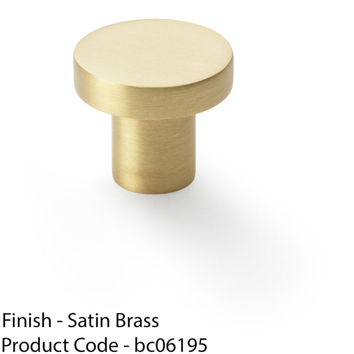 Slim Round Door Knob - Satin Brass 30mm Modern Cupboard Cabinet Pull Handle 1