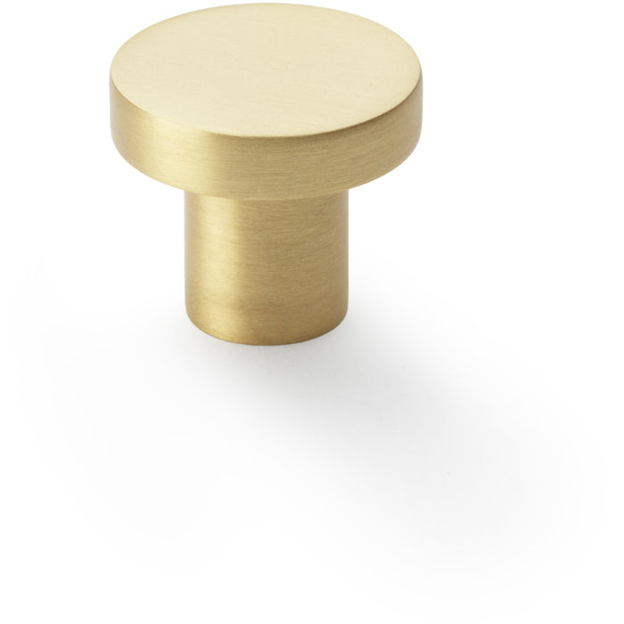 Slim Round Door Knob - Satin Brass 30mm Modern Cupboard Cabinet Pull Handle