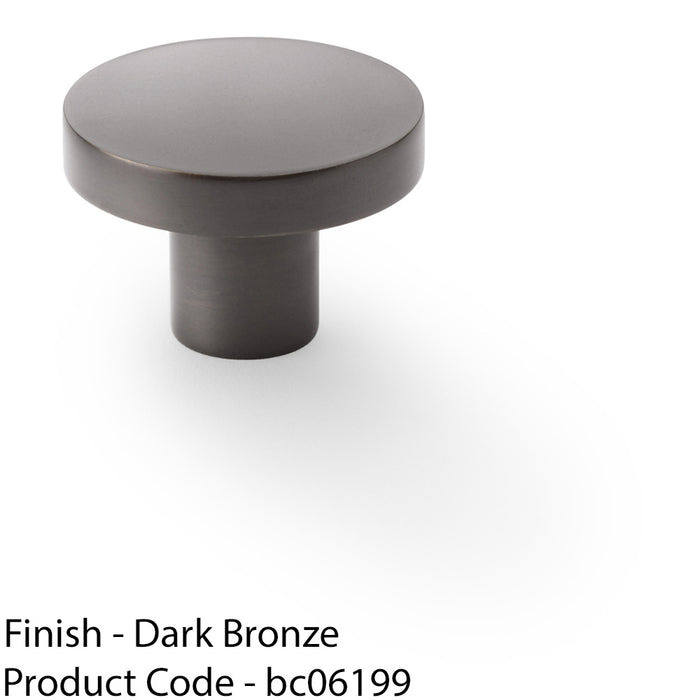 Slim Round Door Knob - Dark Bronze 38mm Modern Cupboard Cabinet Pull Handle 1