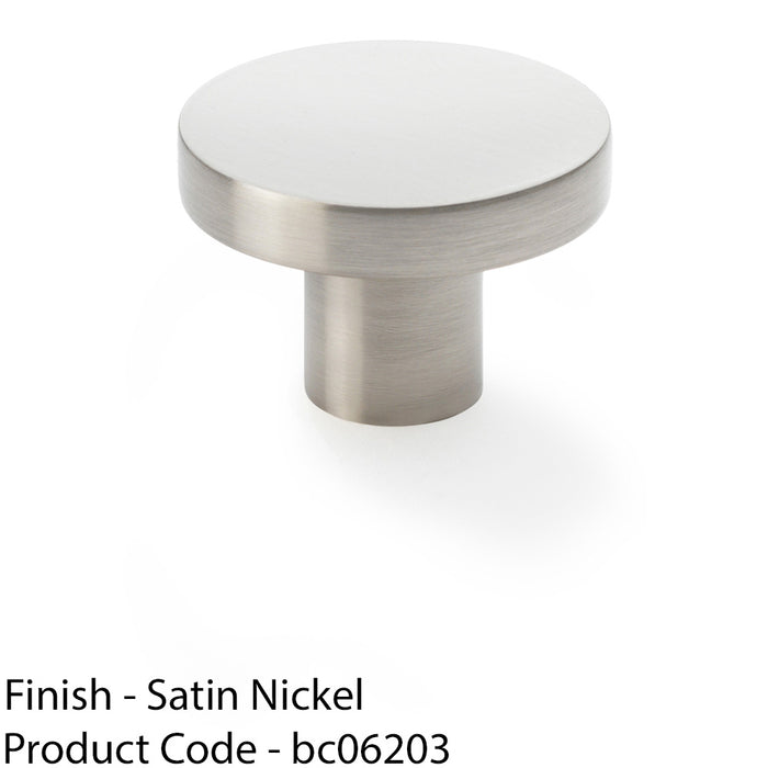 Slim Round Door Knob - Satin Nickel 38mm Modern Cupboard Cabinet Pull Handle 1