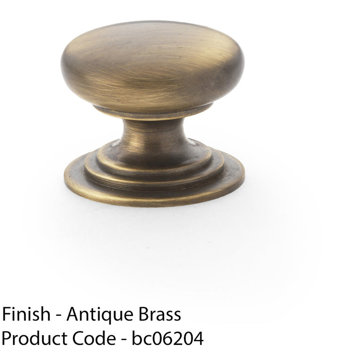 Stepped Round Door Knob - Antique Brass 25mm Classic Kitchen Cabinet Pull Handle 1