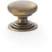 Stepped Round Door Knob - Antique Brass 25mm Classic Kitchen Cabinet Pull Handle