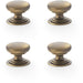4 PACK Stepped Round Door Knob Antique Brass 25mm Classic Kitchen Pull Handle