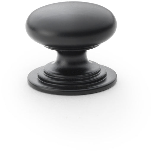 Stepped Round Door Knob - Matt Black 25mm Classic Kitchen Cabinet Pull Handle