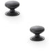 2 PACK Stepped Round Door Knob Matt Black 25mm Classic Kitchen Pull Handle