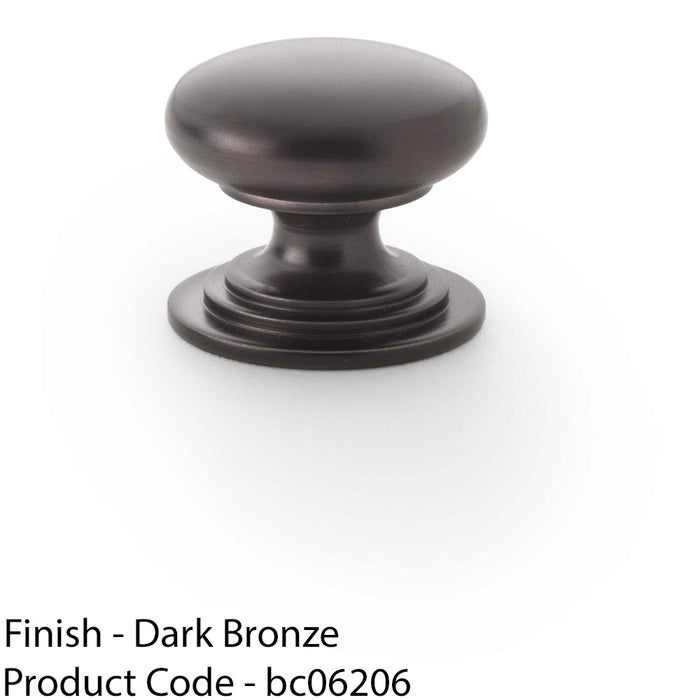 Stepped Round Door Knob - Dark Bronze 25mm Classic Kitchen Cabinet Pull Handle 1
