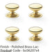 4 PACK Stepped Round Door Knob Polished Brass 25mm Classic Kitchen Pull Handle 1