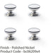 4 PACK Stepped Round Door Knob Polished Nickel 25mm Classic Kitchen Pull Handle 1