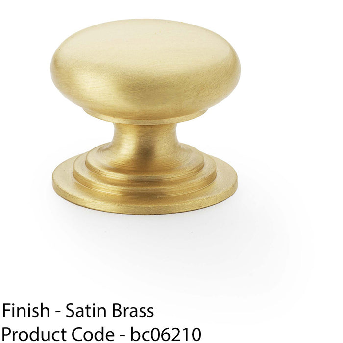 Stepped Round Door Knob - Satin Brass 25mm Classic Kitchen Cabinet Pull Handle 1