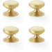 4 PACK Stepped Round Door Knob Satin Brass 25mm Classic Kitchen Pull Handle