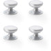 4 PACK Stepped Round Door Knob Satin Chrome 25mm Classic Kitchen Pull Handle