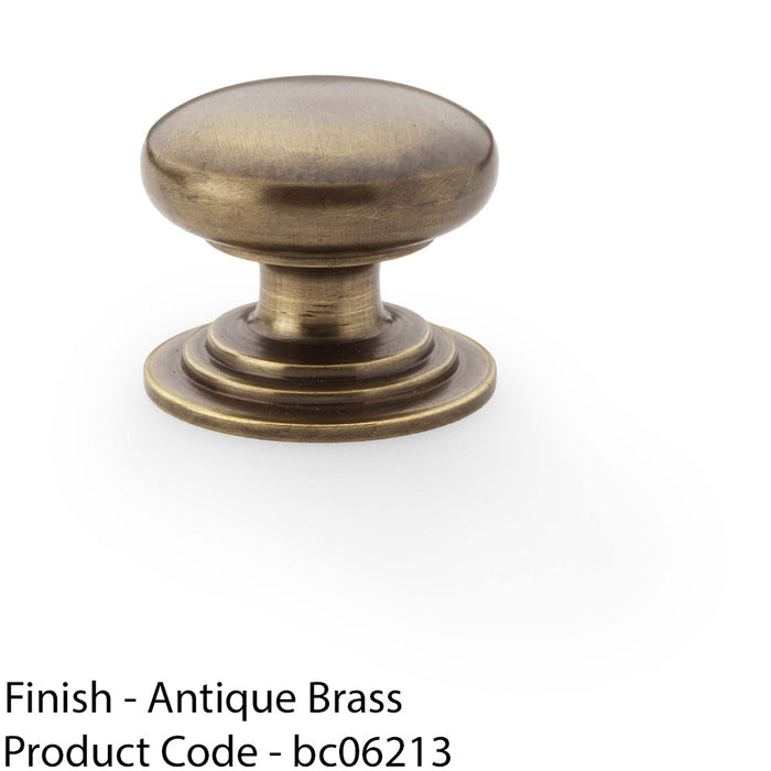 Stepped Round Door Knob - Antique Brass 32mm Classic Kitchen Cabinet Pull Handle 1