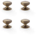 4 PACK Stepped Round Door Knob Antique Brass 32mm Classic Kitchen Pull Handle