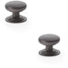 2 PACK Stepped Round Door Knob Dark Bronze 32mm Classic Kitchen Pull Handle