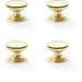 4 PACK Stepped Round Door Knob Polished Brass 32mm Classic Kitchen Pull Handle