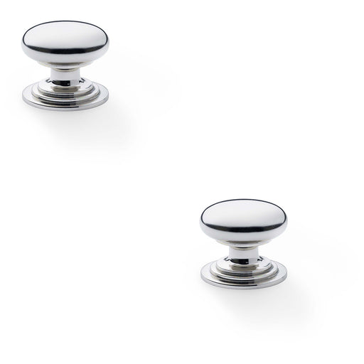 2 PACK Stepped Round Door Knob Polished Nickel 32mm Classic Cabinet Pull Handle