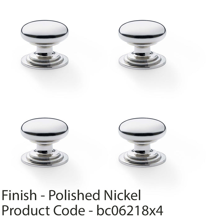 4 PACK Stepped Round Door Knob Polished Nickel 32mm Classic Kitchen Pull Handle 1