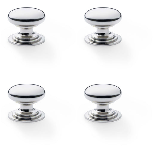 4 PACK Stepped Round Door Knob Polished Nickel 32mm Classic Kitchen Pull Handle