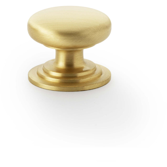 Stepped Round Door Knob - Satin Brass 32mm Classic Kitchen Cabinet Pull Handle