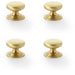 4 PACK Stepped Round Door Knob Satin Brass 32mm Classic Kitchen Pull Handle