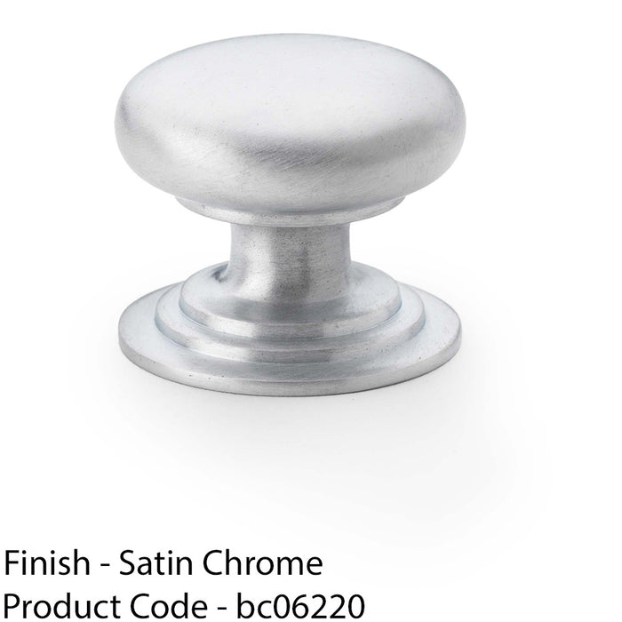 Stepped Round Door Knob - Satin Chrome 32mm Classic Kitchen Cabinet Pull Handle 1