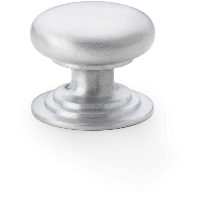 Stepped Round Door Knob - Satin Chrome 32mm Classic Kitchen Cabinet Pull Handle