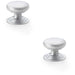 2 PACK Stepped Round Door Knob Satin Chrome 32mm Classic Kitchen Pull Handle
