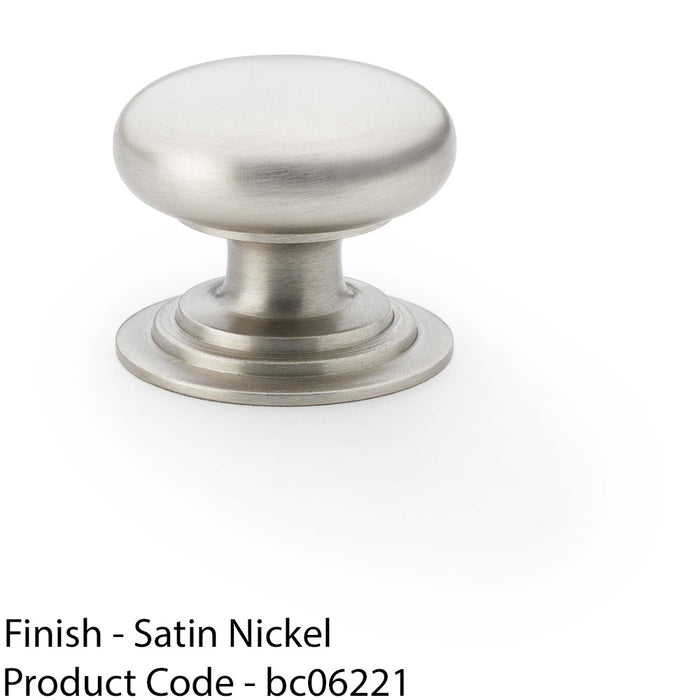 Stepped Round Door Knob - Satin Nickel 32mm Classic Kitchen Cabinet Pull Handle 1