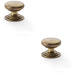 2 PACK Stepped Round Door Knob Antique Brass 38mm Classic Kitchen Pull Handle