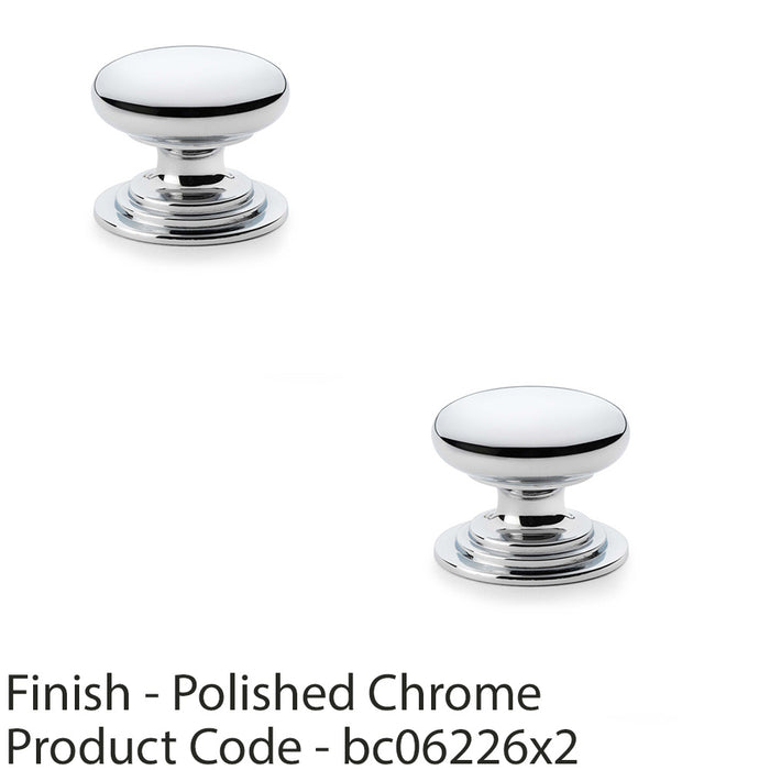 2 PACK Stepped Round Door Knob Polished Chrome 38mm Classic Cabinet Pull Handle 1