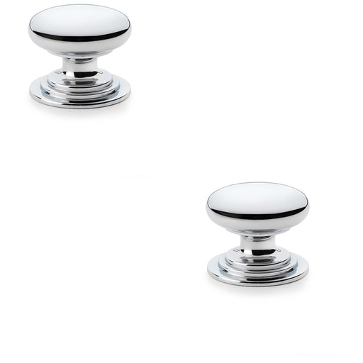 2 PACK Stepped Round Door Knob Polished Chrome 38mm Classic Cabinet Pull Handle