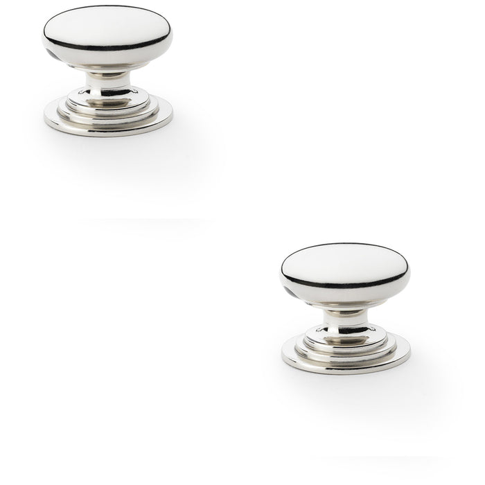 2 PACK Stepped Round Door Knob Polished Nickel 38mm Classic Cabinet Pull Handle