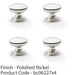 4 PACK Stepped Round Door Knob Polished Nickel 38mm Classic Kitchen Pull Handle 1