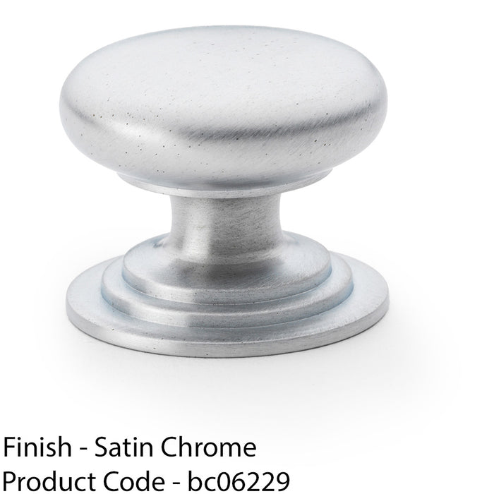 Stepped Round Door Knob - Satin Chrome 38mm Classic Kitchen Cabinet Pull Handle 1