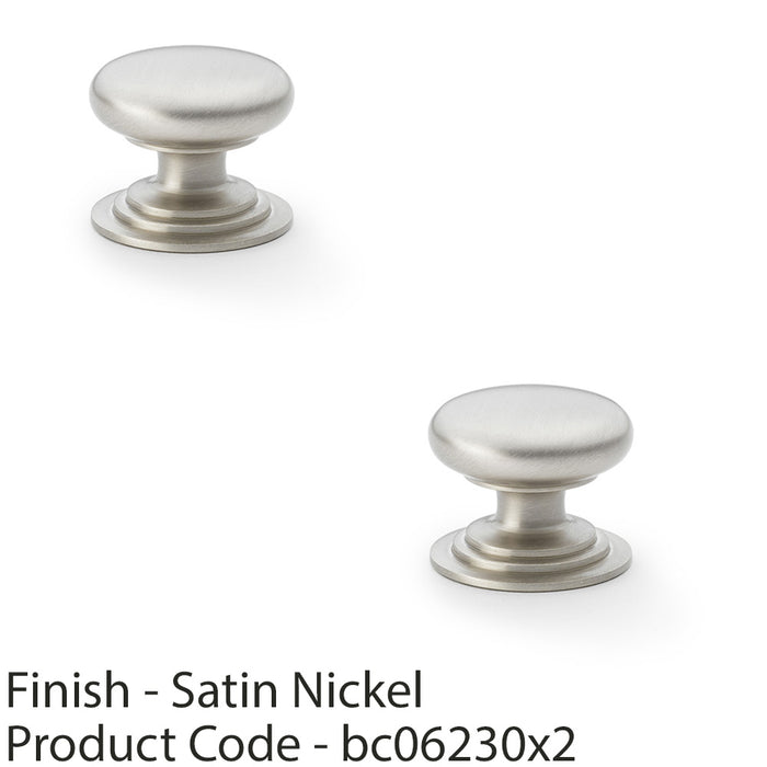 2 PACK Stepped Round Door Knob Satin Nickel 38mm Classic Kitchen Pull Handle 1