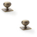 2 PACK Round Cabinet Door Knob & Matching Backplate Antique Brass 34mm Handle