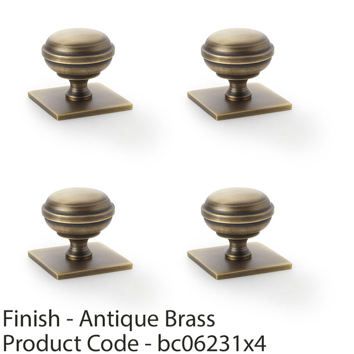 4 PACK Classic Round Door Knob & Matching Backplate Antique Brass 34mm Handle 1