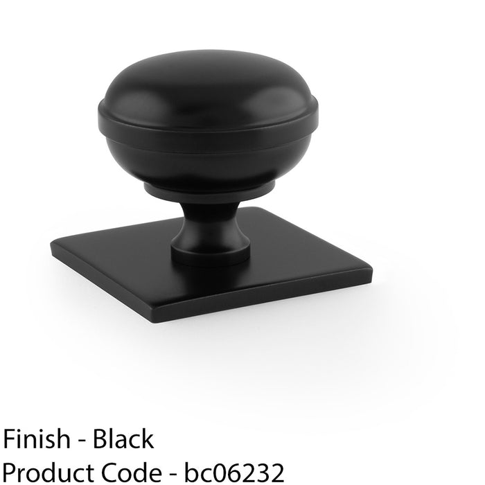 Classic Round Cabinet Door Knob & Matching Backplate - Matt Black 34mm Handle 1