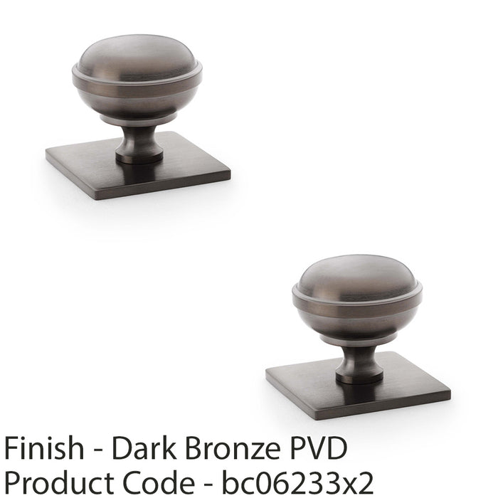 2 PACK Round Cabinet Door Knob & Matching Backplate Dark Bronze 34mm Handle 1