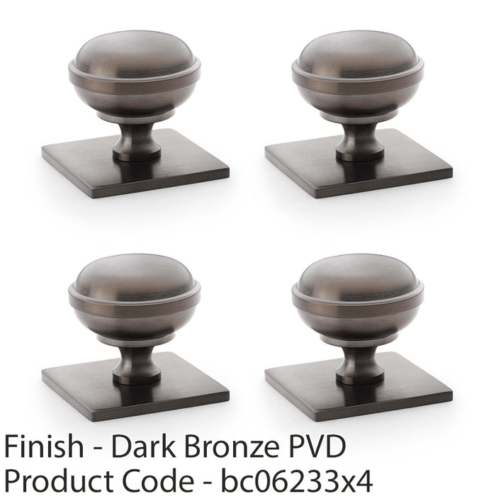 4 PACK Classic Round Door Knob & Matching Backplate Dark Bronze 34mm Handle 1