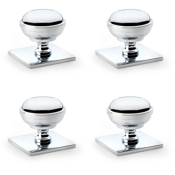 4 PACK Classic Round Door Knob & Matching Backplate Polished Chrome 34mm Handle