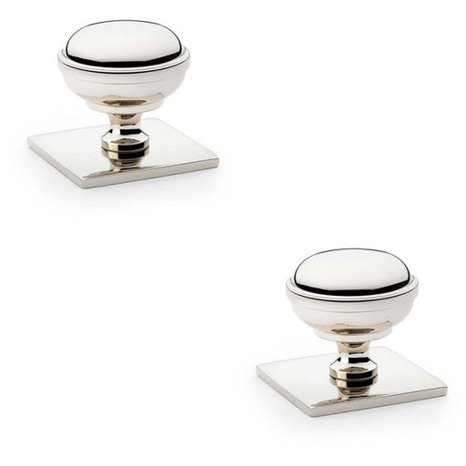 2 PACK Round Cabinet Door Knob & Matching Backplate Polished Nickel 34mm Handle