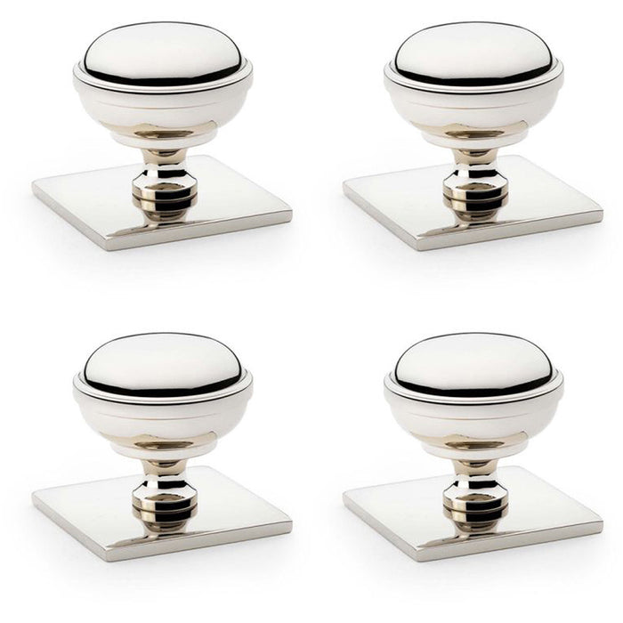 4 PACK Classic Round Door Knob & Matching Backplate Polished Nickel 34mm Handle