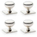 4 PACK Classic Round Door Knob & Matching Backplate Polished Nickel 34mm Handle