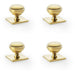 4 PACK Classic Round Door Knob & Matching Backplate Satin Brass 34mm Handle